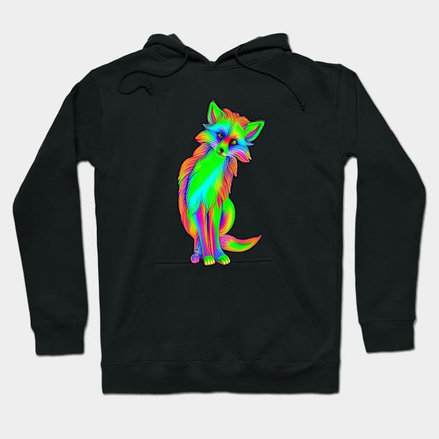 cute neon fox Hoodie by kakimonkey